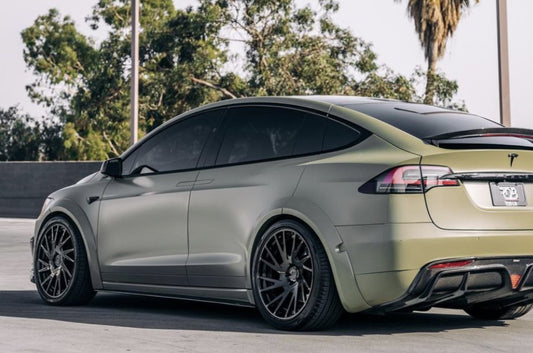 Tesla Model X P100D 100D 90D 75D 60D Performance Long Range Base 2016-2021 with Aftermarket Parts - Widebody Wheel Arches Carbon Fiber / FRP from CMST Tuning