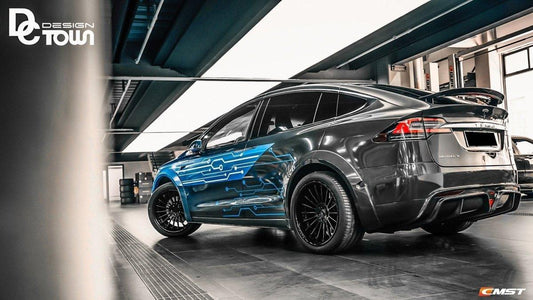 Tesla Model X P100D 100D 90D 75D 60D Performance Long Range Base 2016-2021 with Aftermarket Parts - Widebody Wheel Arches Carbon Fiber / FRP from CMST Tuning