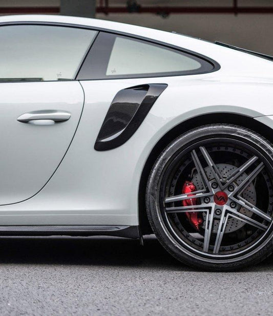 Porsche 991 991.1 911 Carerra Base/S/T 2012-2016 & 991 991.2 911 Carerra Base/S/T 2017-2019 with Aftermarket Parts - GT2RS Style Vacuumed Carbon & FRP Rear Fender Trim from CMST Tuning
