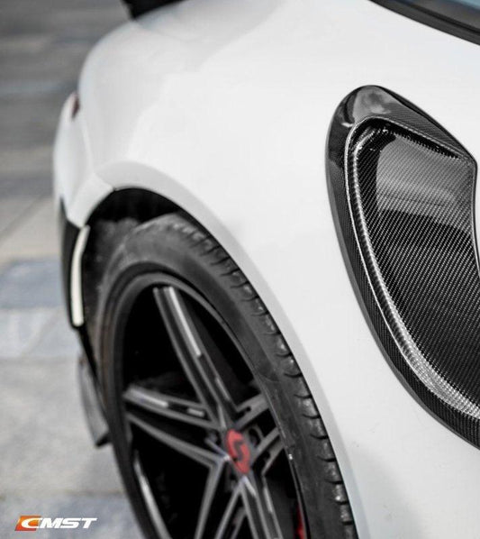 Porsche 991 991.1 911 Carerra Base/S/T 2012-2016 & 991 991.2 911 Carerra Base/S/T 2017-2019 with Aftermarket Parts - GT2RS Style Vacuumed Carbon & FRP Rear Fender Trim from CMST Tuning