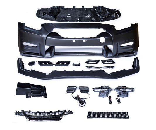 Nissan GTR Nismo T-Spec Black Edition Track Eidtion Premium Pure 2008-2023 (recommened 2017-2024 hood for 2008-2016 cars) with Aftermarket Parts - Nismo Style Front Bumper Set Polypropylene (PP) from CMST Tuning