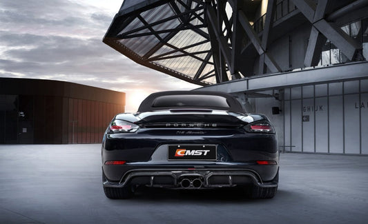 Porsche 718 Boxster Base S T GTS 2017-ON with Aftermarket Parts - V1 Style Rear Spoiler Carbon Fiber / FRP from CMST Tuning