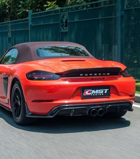 Porsche 718 Boxster Base S T GTS 2017-ON with Aftermarket Parts - V1 Style Rear Spoiler Carbon Fiber / FRP from CMST Tuning