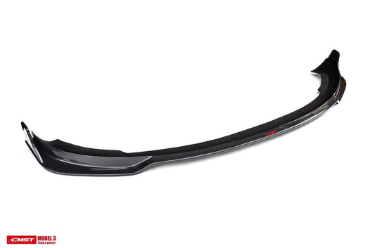 Tesla Model 3 Performance Long Range Standard Base 2017-2023 with Aftermarket Parts - V1 Style Front Lip Splitter Carbon Fiber / FRP from CMST Tuning