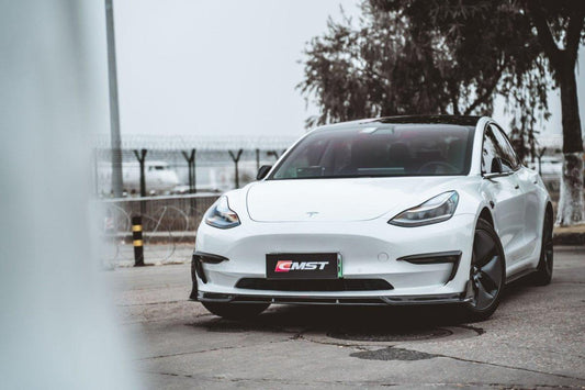 Tesla Model 3 Performance Long Range Standard Base 2017-2023 with Aftermarket Parts - Upper Valences Carbon Fiber/FRP from CMST Tuning