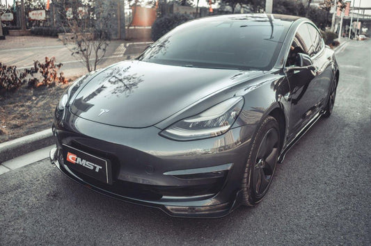 Tesla Model 3 Performance Long Range Standard Base 2017-2023 with Aftermarket Parts - Upper Valences Carbon Fiber/FRP from CMST Tuning