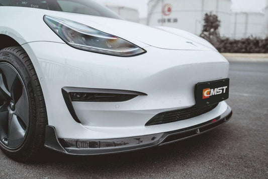 Tesla Model 3 Performance Long Range Standard Base 2017-2023 with Aftermarket Parts - Upper Valences Carbon Fiber/FRP from CMST Tuning