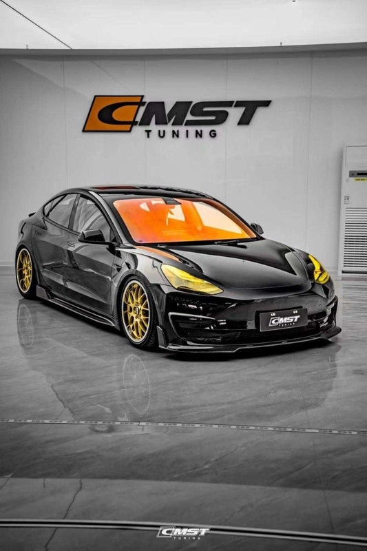 Tesla Model 3 Performance Long Range Standard Base 2017-2023 with Aftermarket Parts - Upper Valences Carbon Fiber/FRP from CMST Tuning