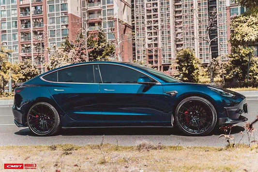 Tesla Model 3 Performance Long Range Standard Base 2017-2023 with Aftermarket Parts - Upper Valences Carbon Fiber/FRP from CMST Tuning