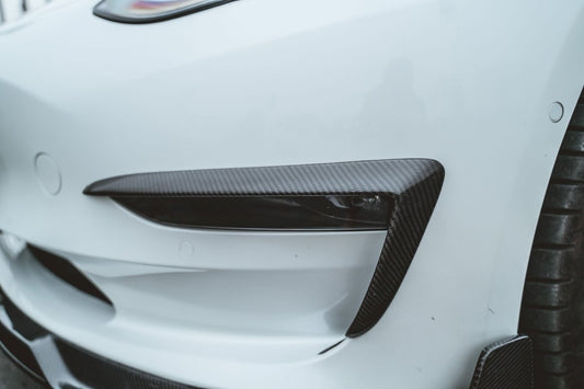 Tesla Model 3 Performance Long Range Standard Base 2017-2023 with Aftermarket Parts - Upper Valences Carbon Fiber/FRP from CMST Tuning