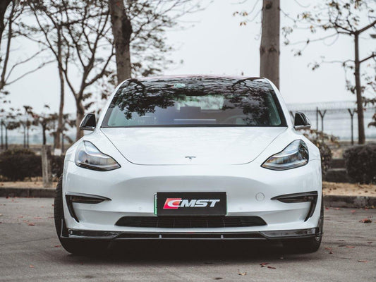 Tesla Model 3 Performance Long Range Standard Base 2017-2023 with Aftermarket Parts - Upper Valences Carbon Fiber/FRP from CMST Tuning