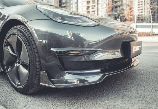 Tesla Model 3 Performance Long Range Standard Base 2017-2023 with Aftermarket Parts - Upper Valences Carbon Fiber/FRP from CMST Tuning