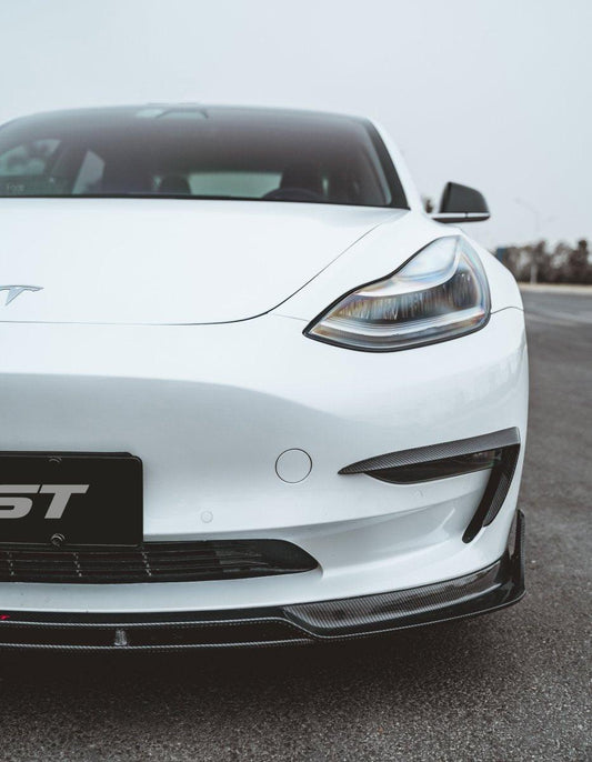 Tesla Model 3 Performance Long Range Standard Base 2017-2023 with Aftermarket Parts - Upper Valences Carbon Fiber/FRP from CMST Tuning