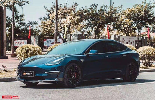 Tesla Model 3 Performance Long Range Standard Base 2017-2023 with Aftermarket Parts - Upper Valences Carbon Fiber/FRP from CMST Tuning