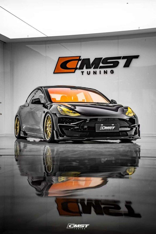 Tesla Model 3 Performance Long Range Standard Base 2017-2023 with Aftermarket Parts - Upper Valences Carbon Fiber/FRP from CMST Tuning