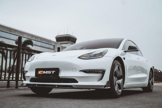 Tesla Model 3 Performance Long Range Standard Base 2017-2023 with Aftermarket Parts - Upper Valences Carbon Fiber/FRP from CMST Tuning