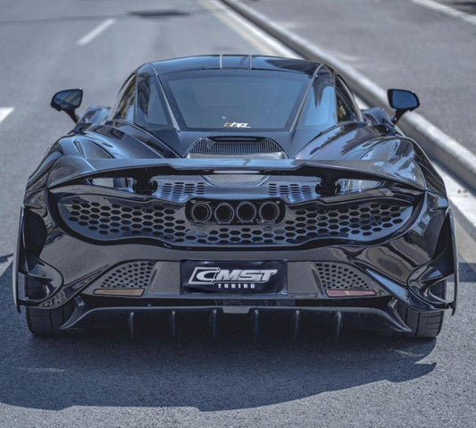 McLaren 720s 2018-2023 with Aftermarket Parts - 765lt Conversion Style Rear Bumper & Rear Diffuser & Rear Canards Carbon Fiber / FRP from CMST Tuning