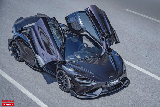 McLaren 720s 2018-2023 & 765LT 2021-2022 & 750s 2024-on with Aftermarket Parts - 765lt Conversion Style Front Bumper & Front Lip Carbon Fiber / FRP from CMST Tuning