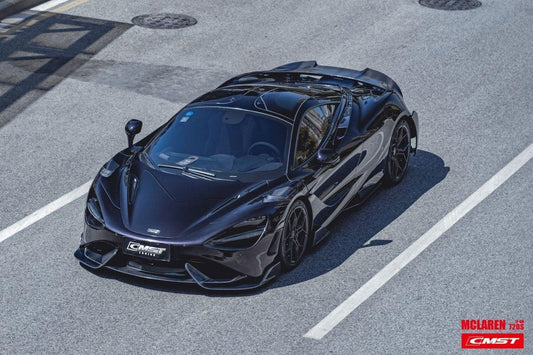 McLaren 720s 2018-2023 & 765LT 2021-2022 & 750s 2024-on with Aftermarket Parts - 765lt Conversion Style Front Bumper & Front Lip Carbon Fiber / FRP from CMST Tuning