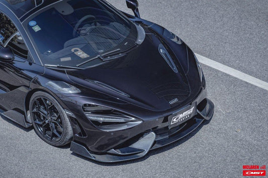 McLaren 720s 2018-2023 & 765LT 2021-2022 & 750s 2024-on with Aftermarket Parts - 765lt Conversion Style Front Bumper & Front Lip Carbon Fiber / FRP from CMST Tuning