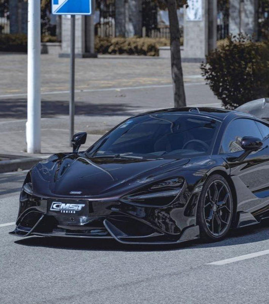 McLaren 720s 2018-2023 & 765LT 2021-2022 & 750s 2024-on with Aftermarket Parts - 765lt Conversion Style Front Bumper & Front Lip Carbon Fiber / FRP from CMST Tuning