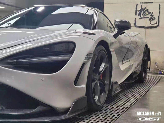McLaren 720s 2018-2023 & 765LT 2021-2022 & 750s 2024-on with Aftermarket Parts - 765lt Conversion Style Front Bumper & Front Lip Carbon Fiber / FRP from CMST Tuning