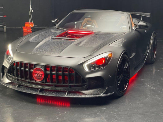 Mercedes Benz AMG GT GTS GTC GTR Pro Black Series C190 2016-2021 with Aftermarket Parts - Glass Clearview Style Vacuumed Carbon & FRP Hood Bonnet from CMST Tuning