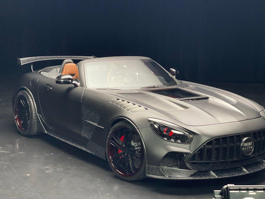 Mercedes Benz AMG GT GTS GTC GTR Pro Black Series C190 2016-2021 with Aftermarket Parts - Glass Clearview Style Vacuumed Carbon & FRP Hood Bonnet from CMST Tuning