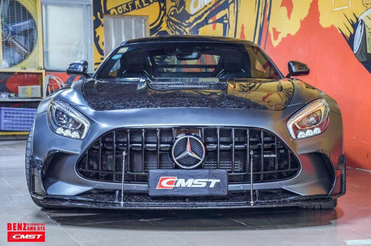 Mercedes Benz AMG GT GTS GTC GTR Pro Black Series C190 2016-2021 with Aftermarket Parts - Glass Clearview Style Vacuumed Carbon & FRP Hood Bonnet from CMST Tuning