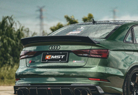 Audi RS3 S3 A3 8V/8V.5 2014 2015 2016 2017 2018 2019 2020 with Aftermarket Parts - V2 Style Rear Spoiler Carbon Fiber from CMST Tuning