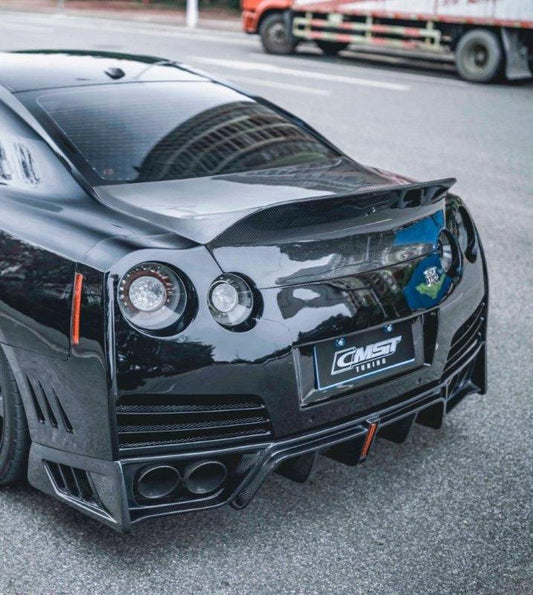 Nissan GTR Nismo T-Spec Black Edition Track Eidtion Premium Pure 2008-2023 with Aftermarket Parts - Extreme Ducktail Style Trunk Lid Carbon Fiber / FRP from CMST Tuning