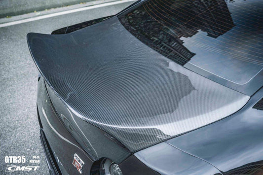 Nissan GTR Nismo T-Spec Black Edition Track Eidtion Premium Pure 2008-2023 with Aftermarket Parts - Extreme Ducktail Style Trunk Lid Carbon Fiber / FRP from CMST Tuning