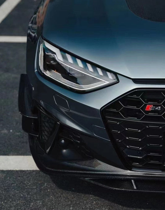Audi S4 A4 S-line (with s-line bumper, does not fit base model) B9.5 2020-ON with Aftermarket Parts - Front Canards Carbon Fiber from CMST Tuning