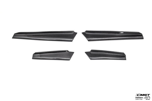 Honda Civic 11th Gen FE1 FE2 FE4 2022-ON with Aftermarket Parts - Front Bumper Canards Carbon Fiber / FRP from CMST Tuning