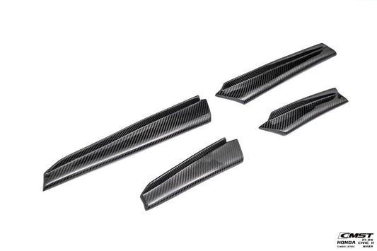 Honda Civic 11th Gen FE1 FE2 FE4 2022-ON with Aftermarket Parts - Front Bumper Canards Carbon Fiber / FRP from CMST Tuning