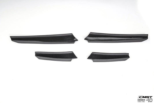Honda Civic 11th Gen FE1 FE2 FE4 2022-ON with Aftermarket Parts - Front Bumper Canards Carbon Fiber / FRP from CMST Tuning