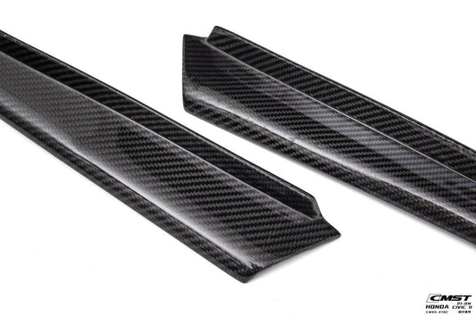 Honda Civic 11th Gen FE1 FE2 FE4 2022-ON with Aftermarket Parts - Front Bumper Canards Carbon Fiber / FRP from CMST Tuning
