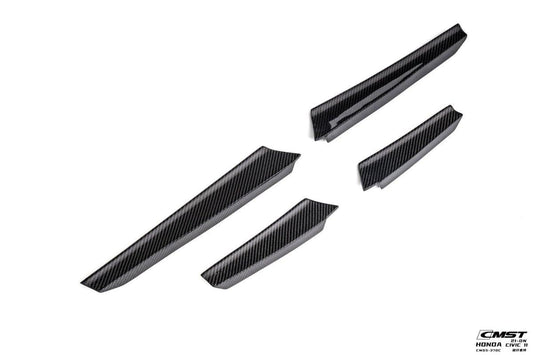 Honda Civic 11th Gen FE1 FE2 FE4 2022-ON with Aftermarket Parts - Front Bumper Canards Carbon Fiber / FRP from CMST Tuning