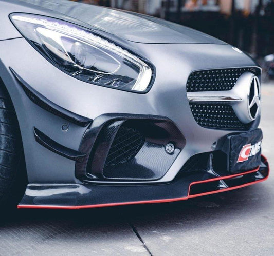 Mercedes Benz AMG GT GTS C190 2016-2017 with Aftermarket Parts - Carbon Fiber & FRP Front Canards from CMST Tuning