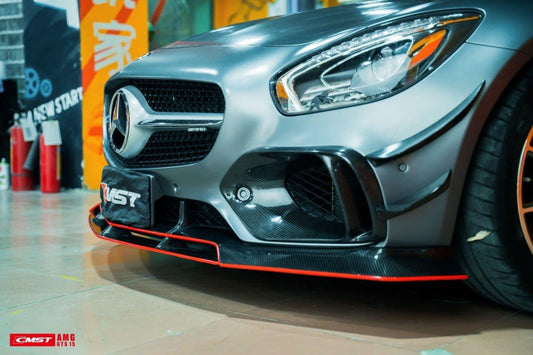 Mercedes Benz AMG GT GTS C190 2016-2017 with Aftermarket Parts - Carbon Fiber & FRP Front Canards from CMST Tuning