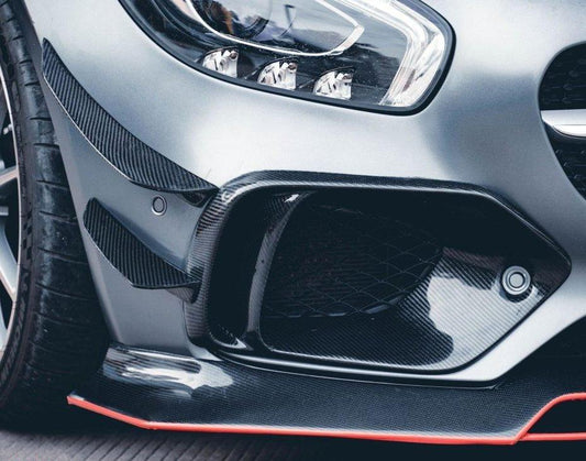 Mercedes Benz AMG GT GTS C190 2016-2017 with Aftermarket Parts - Carbon Fiber & FRP Front Canards from CMST Tuning