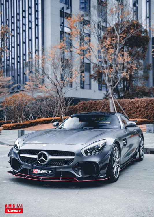 Mercedes Benz AMG GT GTS C190 2016-2017 with Aftermarket Parts - Carbon Fiber & FRP Front Canards from CMST Tuning