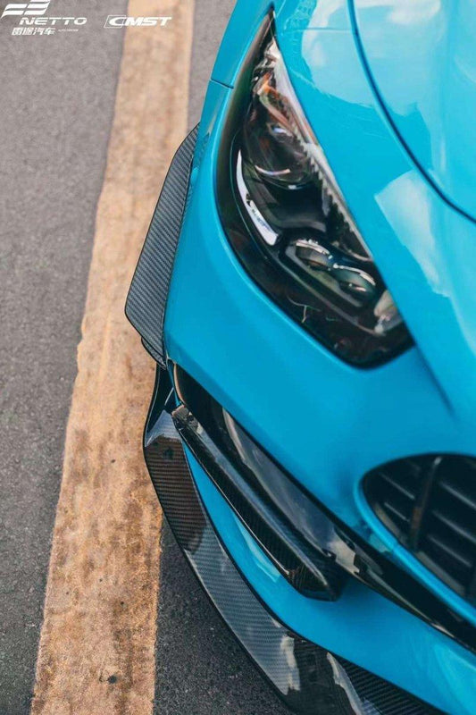 Mercedes Benz E-Class E63S E63 W213 2021-2023 with Aftermarket Parts - Carbon Fiber FRP Front Bumper Canards from CMST Tuning
