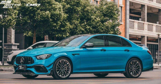 Mercedes Benz E-Class E63S E63 W213 2021-2023 with Aftermarket Parts - Carbon Fiber FRP Front Bumper Canards from CMST Tuning