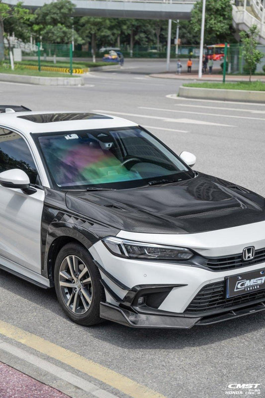 Honda Civic 11th Gen FE1 FE2 FE4 2022-ON with Aftermarket Parts - Front Bumper Intake Vent Cover Carbon Fiber / FRP from CMST Tuning