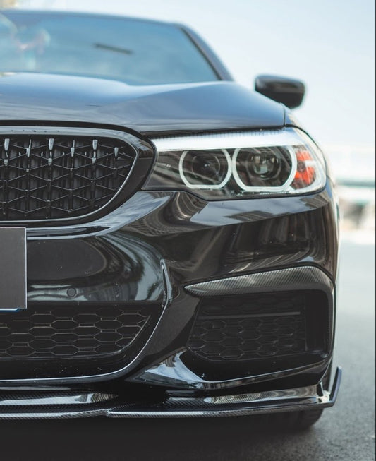 BMW 5 Series M550 540 530 (with M-package bumper, does not fit base model) G30 Pre-LCI 2017 2018 2019 2020 with Aftermarket Parts - Front Bumper Upper Valences Carbon Fiber / FRP from CMST Tuning