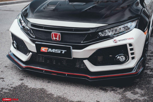 Honda Civic Type-R FK8 2017-2021 & Civic 10th Gen FC1/2/3/4/5/6/FK7 2017-2021 with Aftermarket Parts - V1 Style Front Grill & Eyelid Carbon Fiber/FRP from CMST Tuning