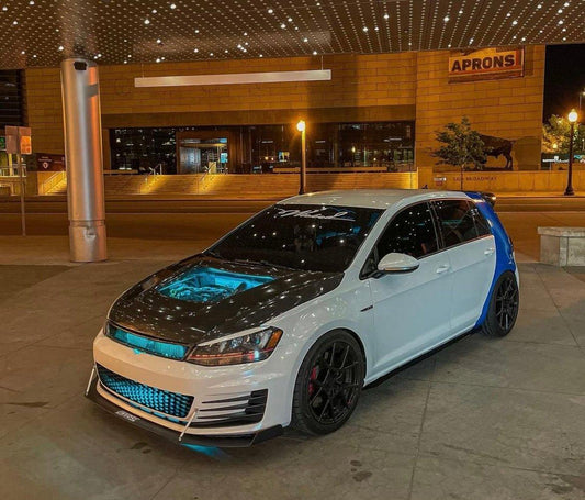 Volkswagen Golf R GTI Base MK7 MK7.5 2015-2021 (notch delete grill) with Aftermarket Parts - Front Grill Carbon Fiber / FRP from CMST Tuning