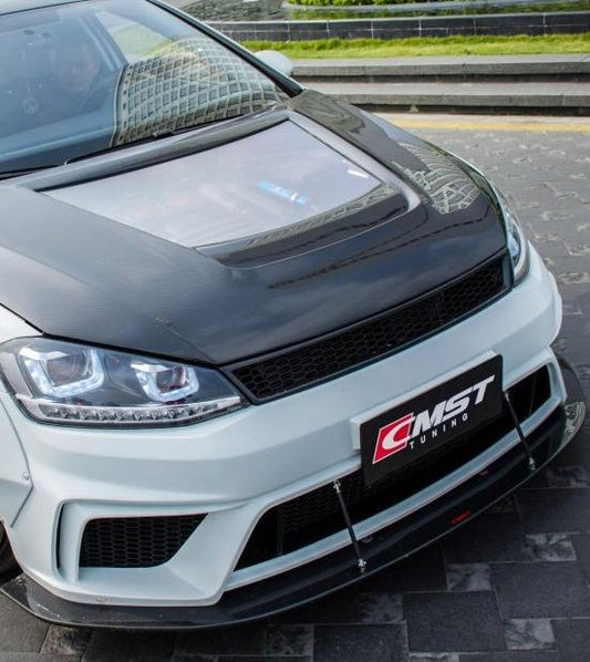 Volkswagen Golf R GTI Base MK7 MK7.5 2015-2021 (notch delete grill) with Aftermarket Parts - Front Grill Carbon Fiber / FRP from CMST Tuning