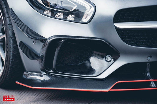 Mercedes Benz AMG GT GTS C190 2016-2017 with Aftermarket Parts - Carbon Fiber & FRP Front Intake Vent Trim Cover from CMST Tuning